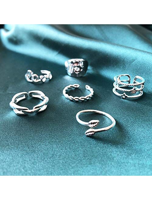 choice of all Adjustable Arrow Knot Wave VSCO Rings for Women Simple Adjustable Rings Set for Teen Girls