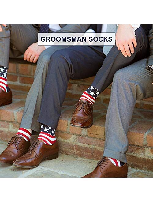 American Flag Fun Dress Socks for Men,Bonangel Cotton Novelty Crew Socks,Groomsmen Gift Socks 2/4/6 Pairs