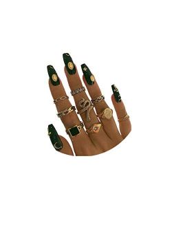 Snake Knuckle Stacking Ring Set Boho Vintage Gold Stackable Midi Finger Rings for Women Teen Girls