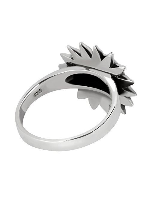 AeraVida Crescent Celestial Sun and Moon .925 Sterling Silver Ring