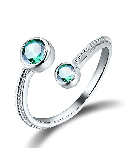 Esberry, Sweet 16 Gifts for Girls, 925 Sterling Silver Birthstone Adjustable Rings June Birthstone Birth Month Open Rings Birthday Gift for Teen Girls Women