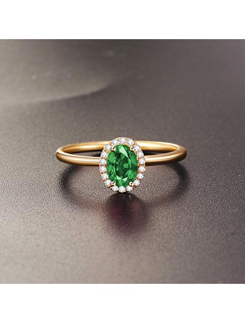 Gold Plated Sterling Silver Birthstone Rings for Women 5A Cubic Zirconia Birthstone Rings Birthday Jewelry Gifts for Women Teen Girls with Jewelry Box