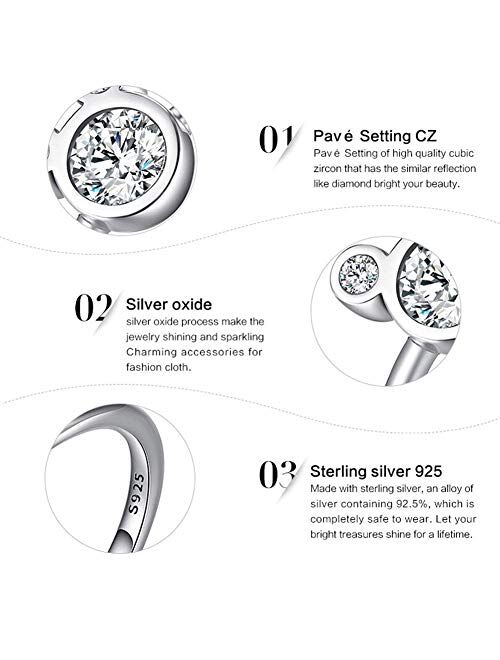 WOSTU Sterling Silver Rings 925 Sterling Silver Dazzling Micky Mouse Rings Cubic Zirconia Rings for Women Girls