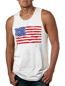 LUKYCILD American Vintage Flag Men Tank Tops Classic Patriot USA Stripes and Star Gift Vest