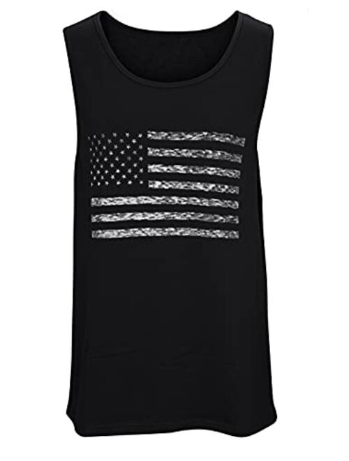 LUKYCILD American Vintage Flag Men Tank Tops Classic Patriot USA Stripes and Star Gift Vest