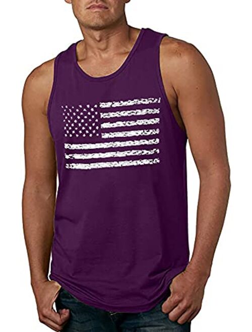 LUKYCILD American Vintage Flag Men Tank Tops Classic Patriot USA Stripes and Star Gift Vest