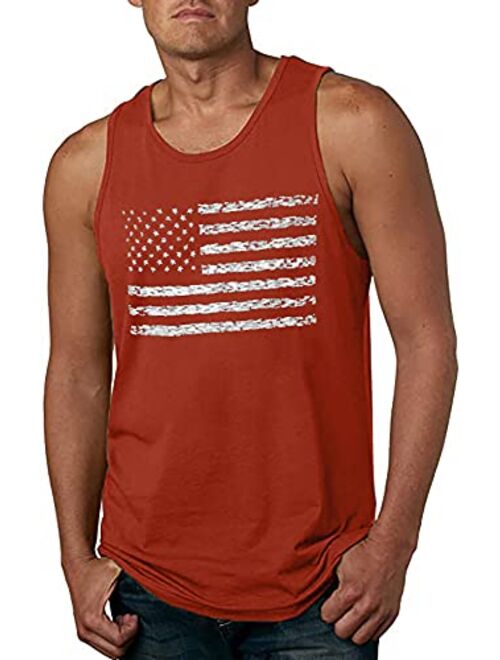 LUKYCILD American Vintage Flag Men Tank Tops Classic Patriot USA Stripes and Star Gift Vest