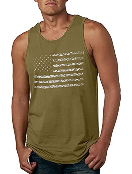 LUKYCILD American Vintage Flag Men Tank Tops Classic Patriot USA Stripes and Star Gift Vest