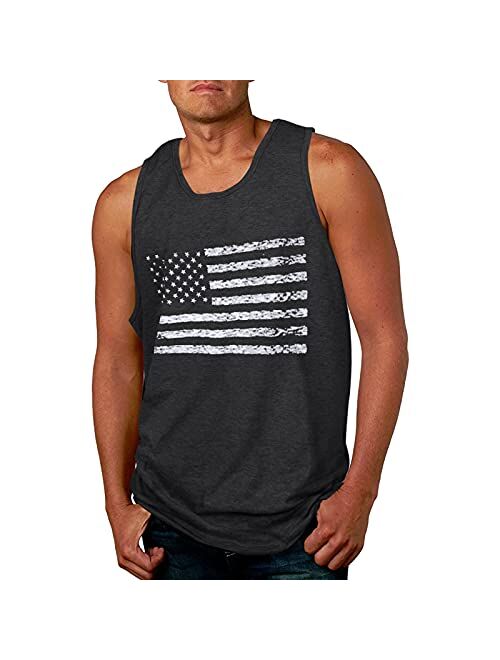 LUKYCILD American Vintage Flag Men Tank Tops Classic Patriot USA Stripes and Star Gift Vest