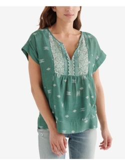 Printed Peasant Top