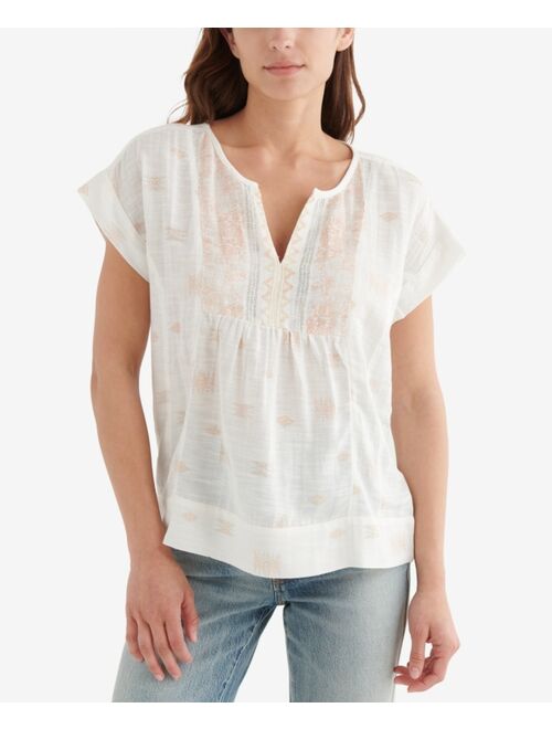 Lucky Brand Printed Peasant Top