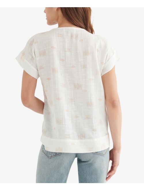 Lucky Brand Printed Peasant Top