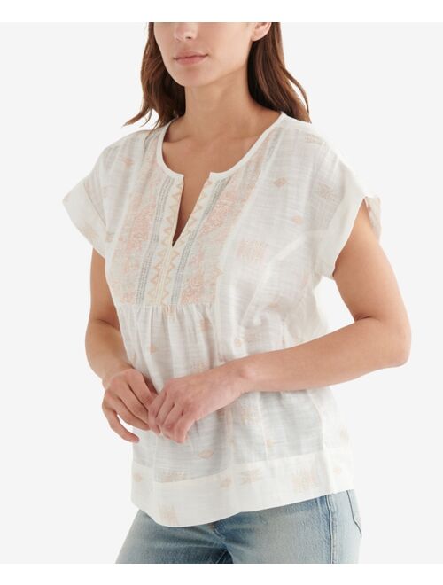 Lucky Brand Printed Peasant Top