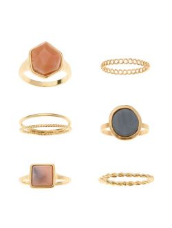 Simulated Stone & Textured Stackable Ring Set
