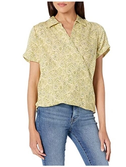 Printed Surplice-Neck Top