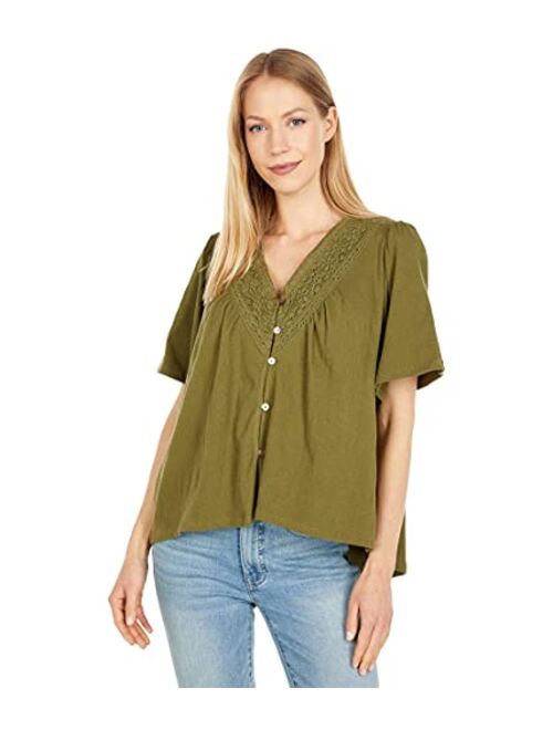 Lucky Brand Embroidered Boho Blouse