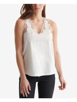 Bright White Embroidered Cutwork Tank - Women