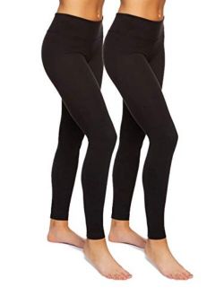 Sueded Athleisure Performance Legging (2-Pack) Womens Leggings w/Slimming Waist Band Style: C3690RT
