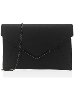 Dexmay Women Envelope Clutch Handbag Medium Saffiano Leather Foldover Clutch Purse