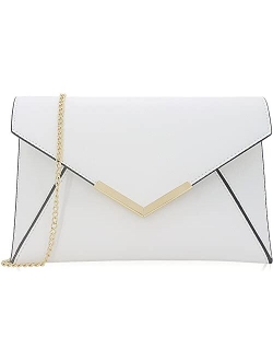 Dexmay Women Envelope Clutch Handbag Medium Saffiano Leather Foldover Clutch Purse