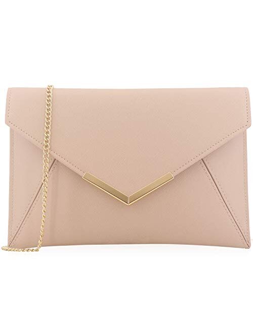 Dexmay Women Envelope Clutch Handbag Medium Saffiano Leather Foldover Clutch Purse