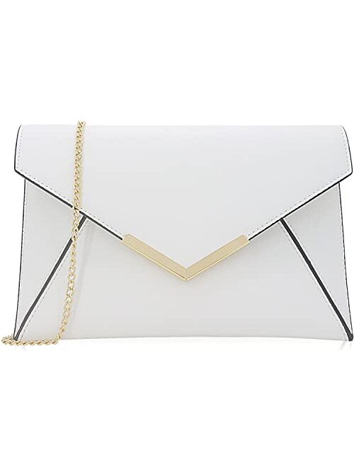 Dexmay Women Envelope Clutch Handbag Medium Saffiano Leather Foldover Clutch Purse