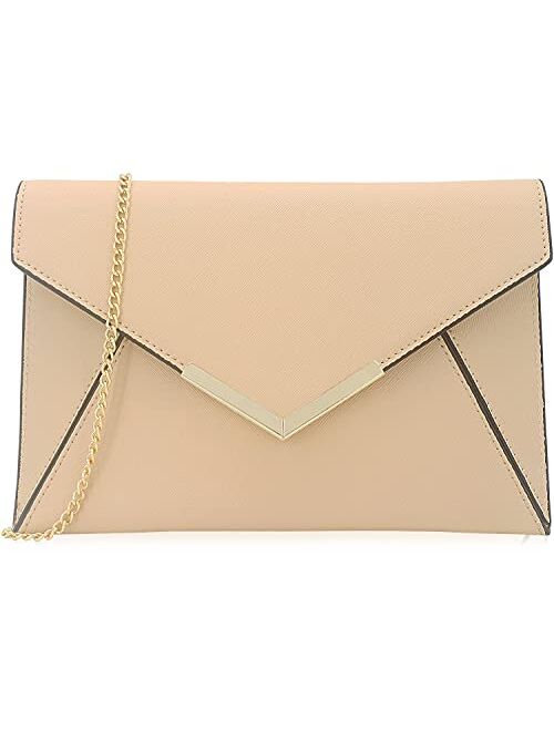 Dexmay Women Envelope Clutch Handbag Medium Saffiano Leather Foldover Clutch Purse