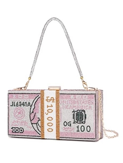 Dollar Clutch Purse for Women from Covelin, Rhinestone Evening Handbag Money Bag