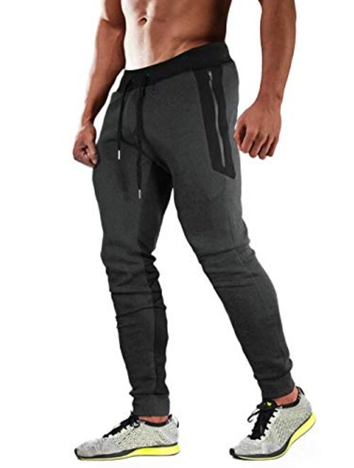 MAGCOMSEN Men's Joggers Sweatpants with 3 Zipper Pockets Regular Fit Closed Bottom Gym Workout Running Pants