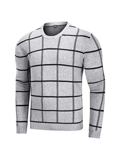 Men's Casual Knitted Pullover Sweaters Crewneck Cotton Sweatshirt Soft Lightweight Fall Sweatshirts