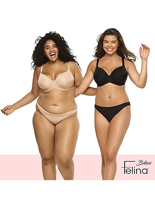 Felina Smooth Low Rise Bikini Panties - Seamless Underwear for Women, Panties for Women (10-Pack)