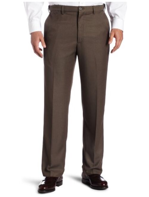 Haggar Men's Cool 18 Stria Hidden Expandable Waistband Plain Front Pant