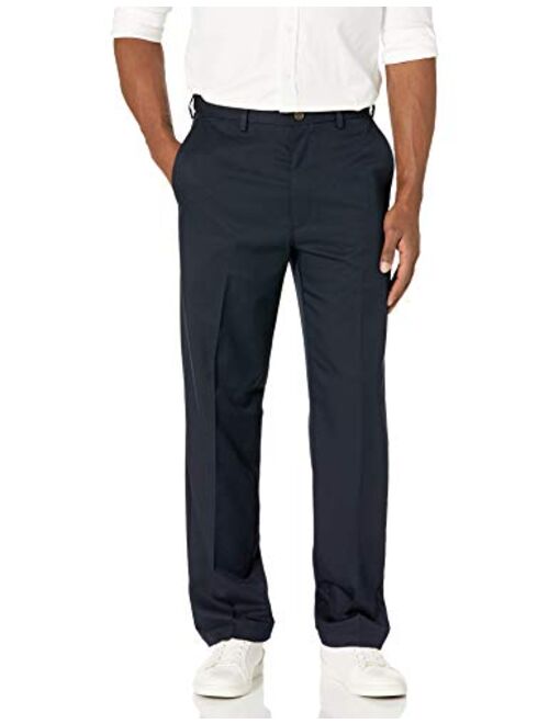 Haggar Men's Cool 18 Stria Hidden Expandable Waistband Plain Front Pant