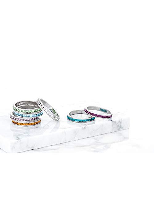 Novaly Swarvoski Crystal-Birthstone Stackable Rings-Size 4-10