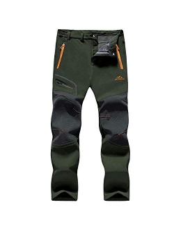 Men's Winter Pants Water Resistant Fleece Lined Snowboard Ski Pants Softshell Tactical Pants with Multi-Pockets