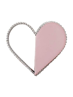 WISFRUIT Cute Mini Heart Shape Evening Clutch Bag, Rhinestone Diamond Frame Wedding Party Purse Handbag for Women