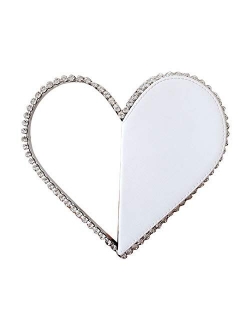 WISFRUIT Cute Mini Heart Shape Evening Clutch Bag, Rhinestone Diamond Frame Wedding Party Purse Handbag for Women