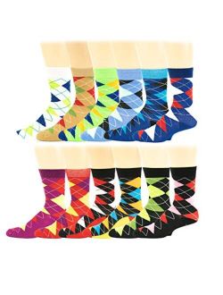 12 Pairs / 6 Pairs Men Colorful Fashion Design Dress socks 10-13