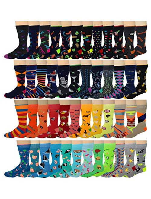 12 Pairs / 6 Pairs Men Colorful Fashion Design Dress socks 10-13