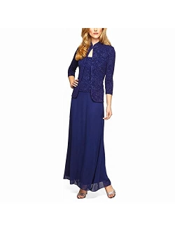 Women's Jacquard Long Dress Mandarin-Neck Jacket (Petite Regular)