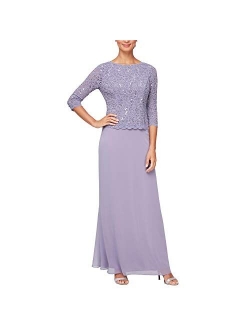 Women's Long Mock Dress with Full Skirt (Petite and Regular Sizes)