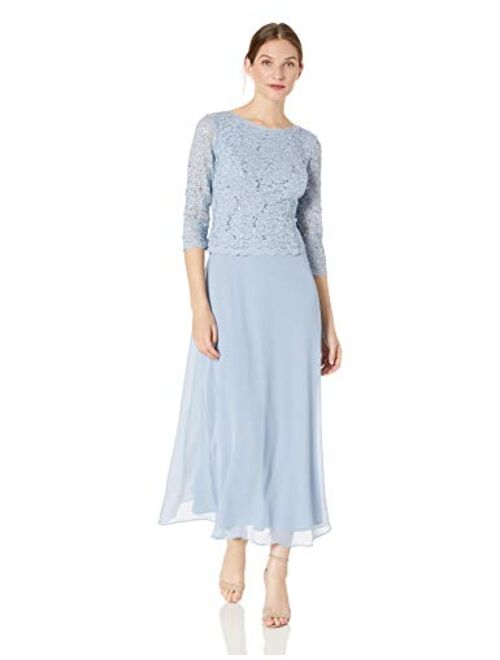 Alex Evenings Women's Long Mock Dress with Full Skirt (Petite and Regular Sizes)