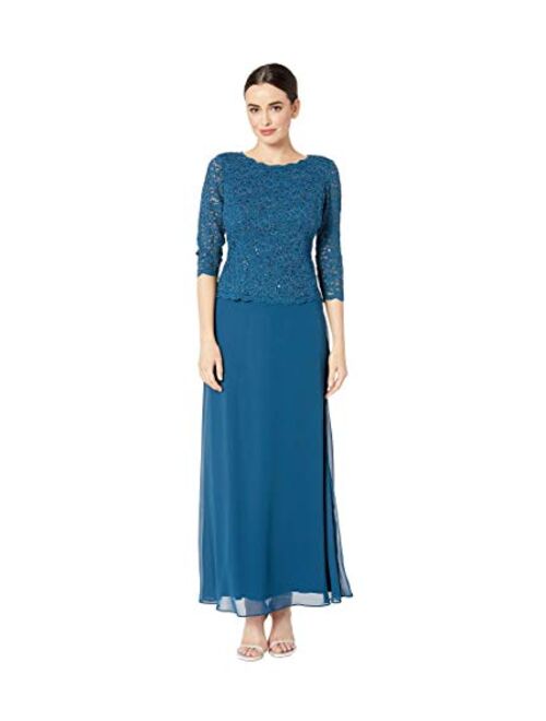 Alex Evenings Women's Long Mock Dress with Full Skirt (Petite and Regular Sizes)