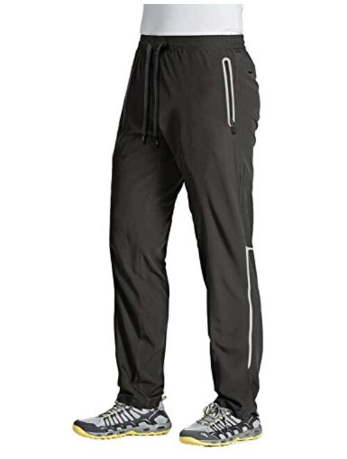 MAGCOMSEN Men's Quick Dry Running Jogger Pants with Zipper Pockets Open Bottom Sweatpants for Workout, Gym, Hiking