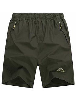 Men's Shorts Quick Dry Athletic Running Shorts with Zipper Pockets for Gym, Workout, Hiking