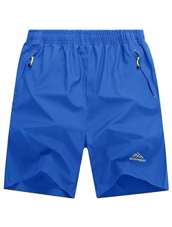 Men's Shorts Quick Dry Athletic Running Shorts with Zipper Pockets for Gym, Workout, Hiking
