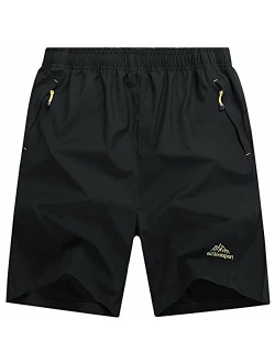 Men's Shorts Quick Dry Athletic Running Shorts with Zipper Pockets for Gym, Workout, Hiking