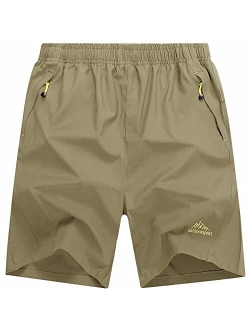 Men's Shorts Quick Dry Athletic Running Shorts with Zipper Pockets for Gym, Workout, Hiking