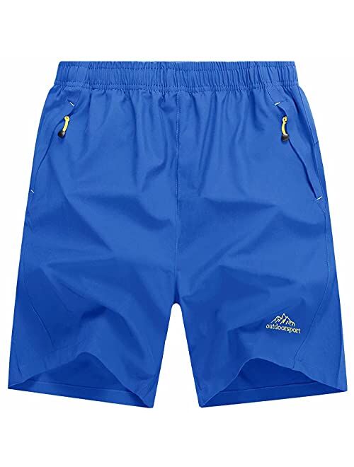 MAGCOMSEN Men's Shorts Quick Dry Athletic Running Shorts with Zipper Pockets for Gym, Workout, Hiking