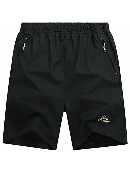 MAGCOMSEN Men's Shorts Quick Dry Athletic Running Shorts with Zipper Pockets for Gym, Workout, Hiking